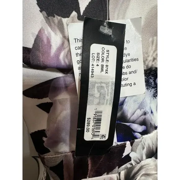 XSCAPE Dress Long Gown Purple Floral Sleeveless Size 4 USA Made Formal Dance NEW - Picture 3 of 7